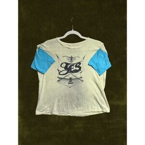 Vintage Yes Band Tee 1972 Tour Shirt Blue Cream 70s Rock Graphic